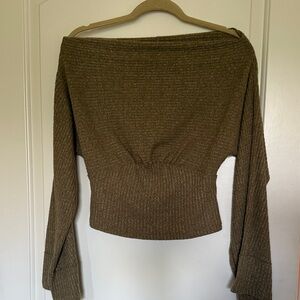 We The Free Olive Off-Shoulder Sweater